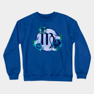 Virgo Zodiac Horoscope Blue Floral Monogram Crewneck Sweatshirt